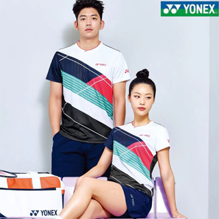 Yonex เสื้อแบดมินตัน ชุดเกาหลี ผู้ชายและผู้หญิง แขนสั้น แห้งเร็ว เสื้อกีฬา ระบายอากาศ ดูดซับเหงื่อ เสื้อฝึกอบรมทีม