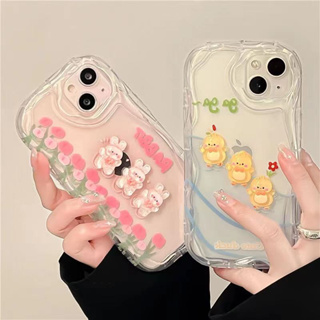 เคสโทรศัพท์มือถือ กันกระแทก กันตก ลายการ์ตูนเป็ด กระต่ายน่ารัก สําหรับ iPhone 14 Plus 13 Pro 12 Pro 11 Pro Max