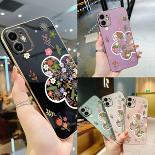 เคส iPhone 15 14 13 12 Pro Max iPhone15 15ProMax iPhone14 14Pro 14ProMax iPhone13 13Pro 13ProMax iPhone12 12ProMax Plating Flowers Grass Soft Case