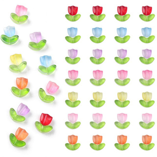กลีบดอกทิวลิป ไล่โทนสี 10 ใบ และ 10 ดอก หลากสี สําหรับทําเครื่องประดับ สร้อยข้อมือ ต่างหู DIY