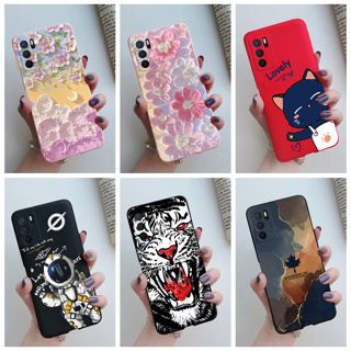 เคสโทรศัพท์ซิลิโคนเจลลี่นิ่ม เนื้อแมตต์ ลายดอกไม้ แมวน่ารัก สําหรับ OPPO A16 A16S CPH2269 CPH2271