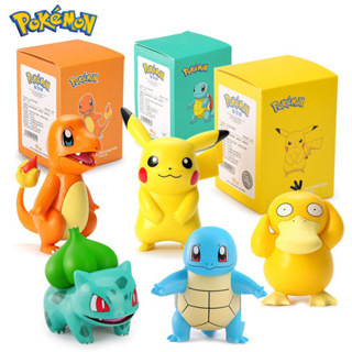 6 ตัว ฟิกเกอร์โปเกม่อน น่ารัก Pokemon Figure โมเดลของเล่นของขวัญวันเกิดเด็ก Pikachu/Psyduck/Bulbasaur/Charmander/Jigglypuff/Squirtle