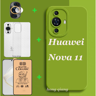 (4 In1) เคสโทรศัพท์มือถือ ซิลิโคนนุ่ม ลายดวงตานางฟ้า สีแคนดี้ พร้อมฟิล์มเซรามิค ฟิล์มเลนส์ ฟิล์มด้านหลัง สําหรับ Huawei Nova 11 Nova 9SE Nova 8i