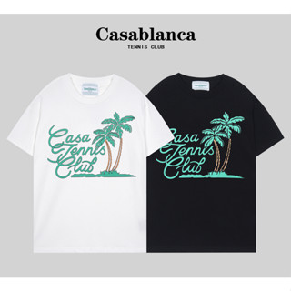 Casablanc เสื้อยืดแขนสั้น ผ้าฝ้าย พิมพ์ลาย แฟชั่นสําหรับผู้ชายและผู้หญิง