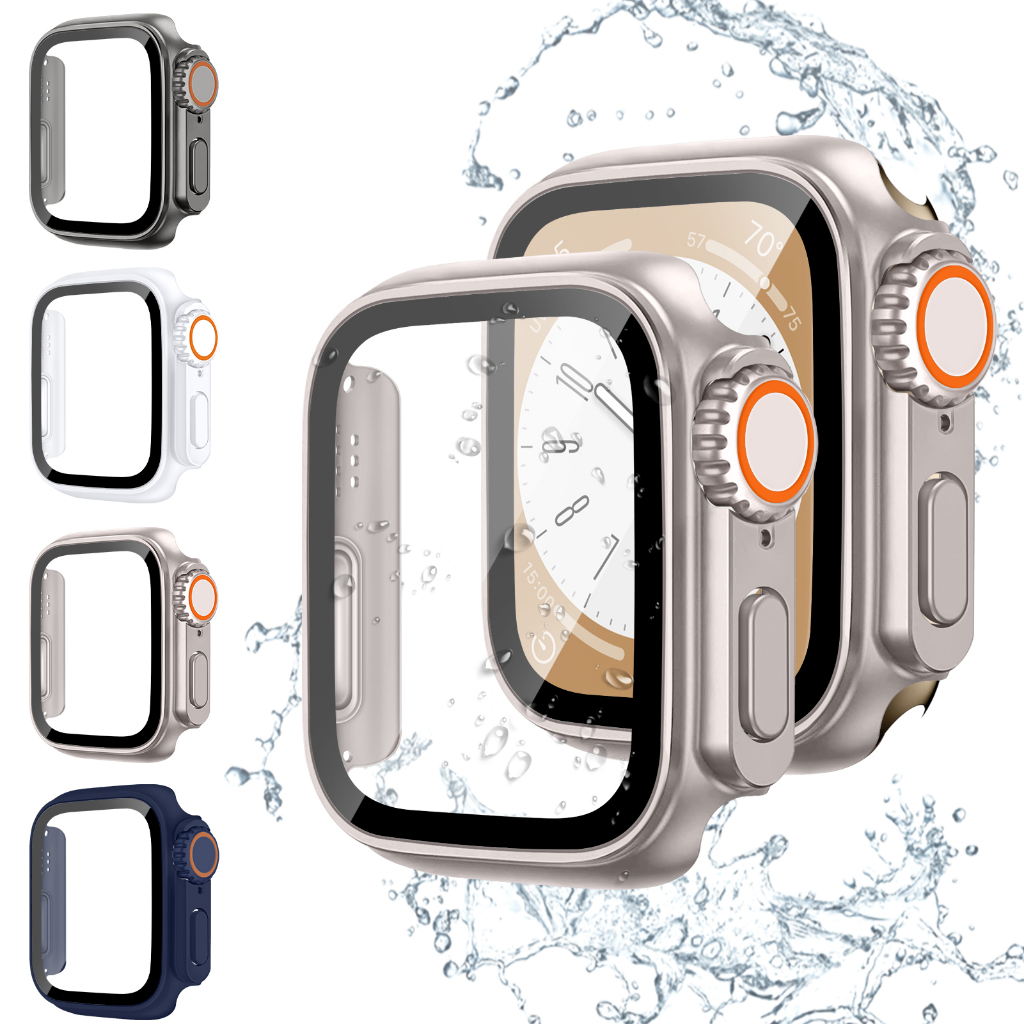กระจก-เคสกันน้ํา-สําหรับ-apple-watch-8-7-45-มม-41-มม-44-มม-40-มม-ฝาครอบป้องกันหน้าจอ-เปลี่ยนกันชนพิเศษ-iwatch