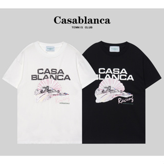 Casablanc เสื้อยืดแขนสั้น ผ้าฝ้าย พิมพ์ลาย แฟชั่นสําหรับผู้ชายและผู้หญิง