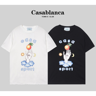 Casablanc เสื้อยืดแขนสั้น ผ้าฝ้าย พิมพ์ลาย แฟชั่นสําหรับผู้ชายและผู้หญิง