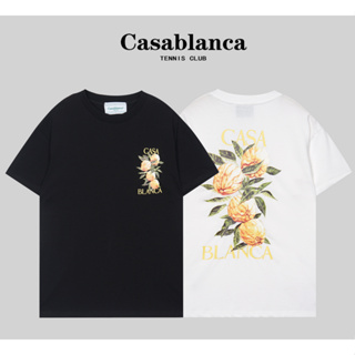 Casablanc เสื้อยืดแขนสั้น ผ้าฝ้าย พิมพ์ลาย แฟชั่นสําหรับผู้ชายและผู้หญิง