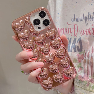 เคสโทรศัพท์มือถือแบบนิ่ม ลายหัวใจ 3D สีวาว สําหรับ iPhone 15 14 12 13 Pro Max Mini XR X XS 11 Pro Max 7 8 Plus SE 2020