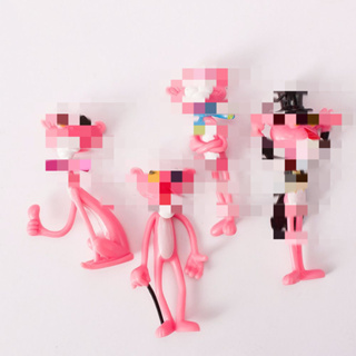 Allgoods โมเดลฟิกเกอร์ Pink Panther Pvc รูปการ์ตูนสัตว์น่ารักหลายสีสัน 4 ชิ้น/ชุดสําหรับเด็ก