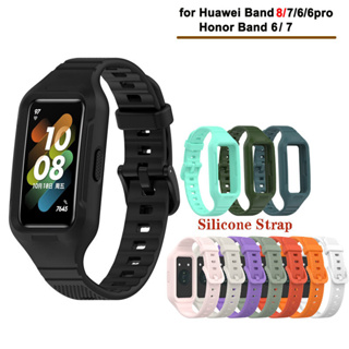 สายนาฬิกาข้อมือซิลิโคน พร้อมสายคล้องข้อมือ สําหรับ Huawei Band 8 7 6 6Pro Honor Band 6 7