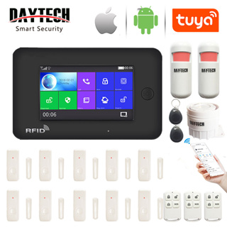 Daytech TUYA SMART APP ชุดอุปกรณ์รักษาความปลอดภัยในบ้านอัจฉริยะ พร้อมรีโมท เชื่อมต่อผ่าน WiFi/GSM ควบคุมผ่านแอปมือถือ (สีดำ)  รุ่น TA03-KIT4