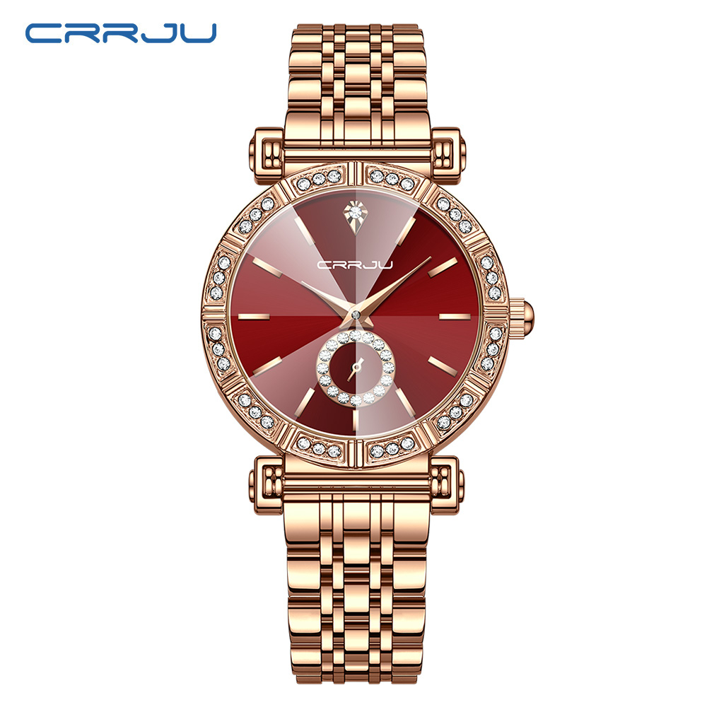 crrju-ใหม่-นาฬิกาข้อมือควอตซ์แฟชั่น-สายแสตนเลส-กันน้ํา-หรูหรา-สําหรับสตรี-5011-x