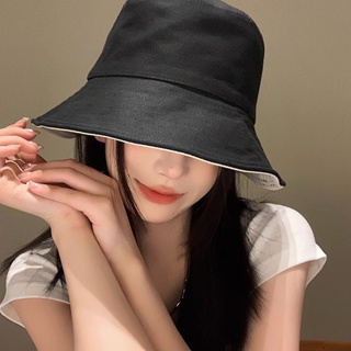 หมวกบักเก็ต กันแดด สองด้าน ขนาดใหญ่ สไตล์เกาหลี แฟชั่นฤดูร้อน สําหรับผู้หญิง