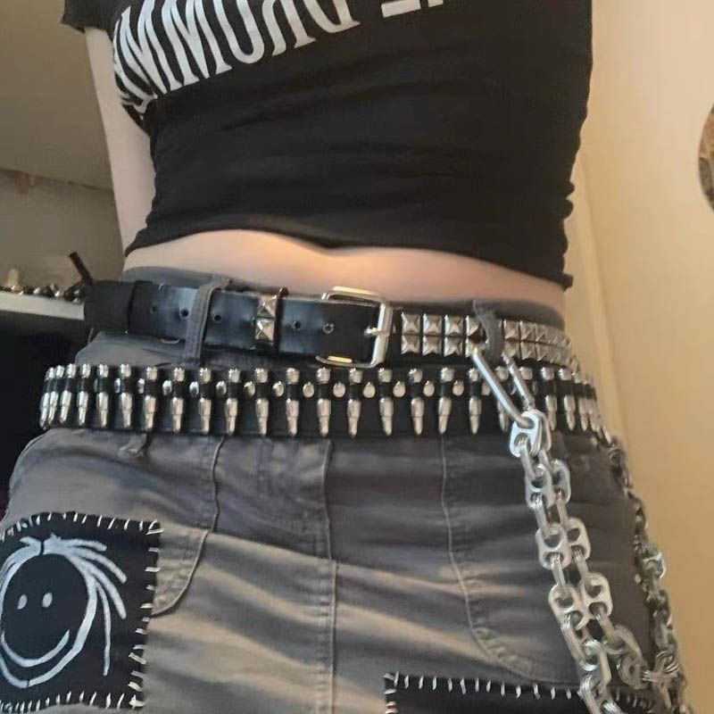 Ins Original Niche Punk y2k Rivet Bullet Belt Left Yuanjie Collision