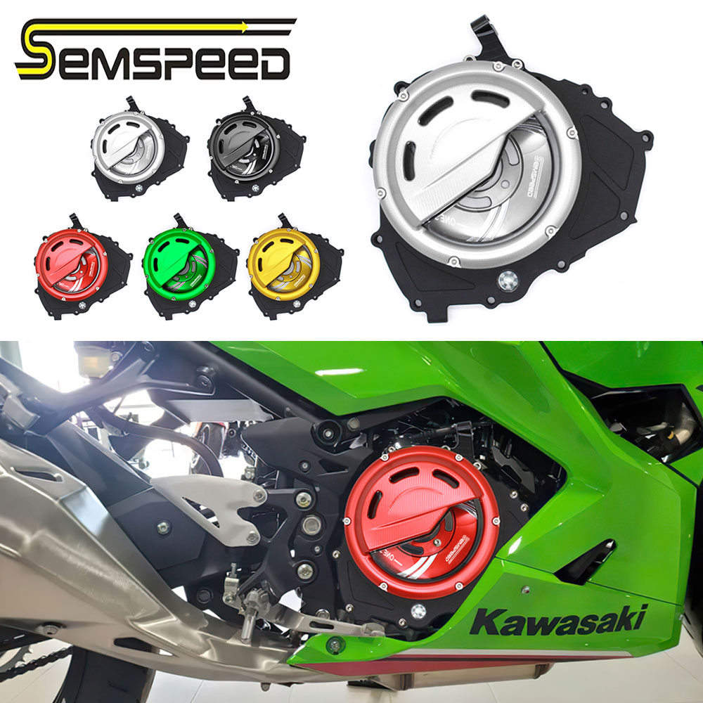 semspeed-แผ่นครอบคลัทช์แรงดันเครื่องยนต์-อลูมิเนียมอัลลอย-คุณภาพสูง-สําหรับ-kawasaki-ninja400-ninja-400-2018-2023