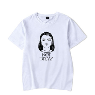 เสื้อยืดแขนสั้น ผ้าฝ้าย ทรงหลวม พิมพ์ลาย Game of Thrones Arya Stark Not Today พลัสไซซ์ สําหรับผู้ชาย และผู้หญิง 179A