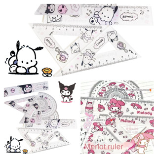 4 ชิ้น / เซต Sanrio Mymelody Kuromi Cinnamoroll ไม้บรรทัดวัดสเกลนักเรียนการ์ตูนวัดไม้บรรทัดของขวัญวันเกิดเด็ก