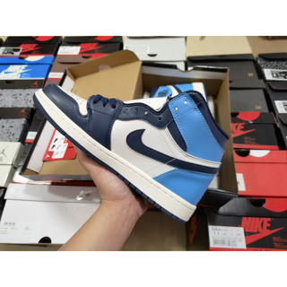 Jordan 1 obsidian retro รองเท้าบาสเก็ตบอล ลายหินมหัศจรรย์ สีฟ้า ดํา Air Jordan 1