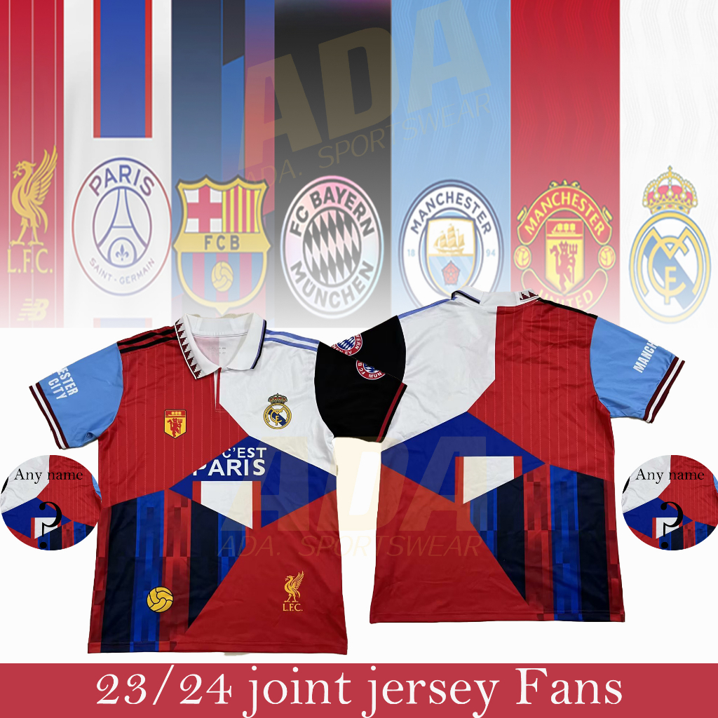 พร้อมส่ง-เสื้อกีฬาแขนสั้น-ลายทีมชาติฟุตบอล-real-m-mci-m-city-bayern-bar-celona-psg-23-24-mu-ชุดเหย้า-สําหรับผู้ชาย