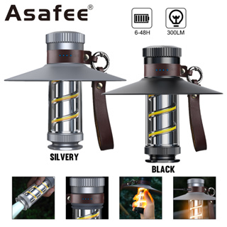 Asafee ไฟฉาย LED COB 4 ความเร็ว อเนกประสงค์ กันน้ํา ชาร์จแบตเตอรี่ในตัว type-c สําหรับเต็นท์