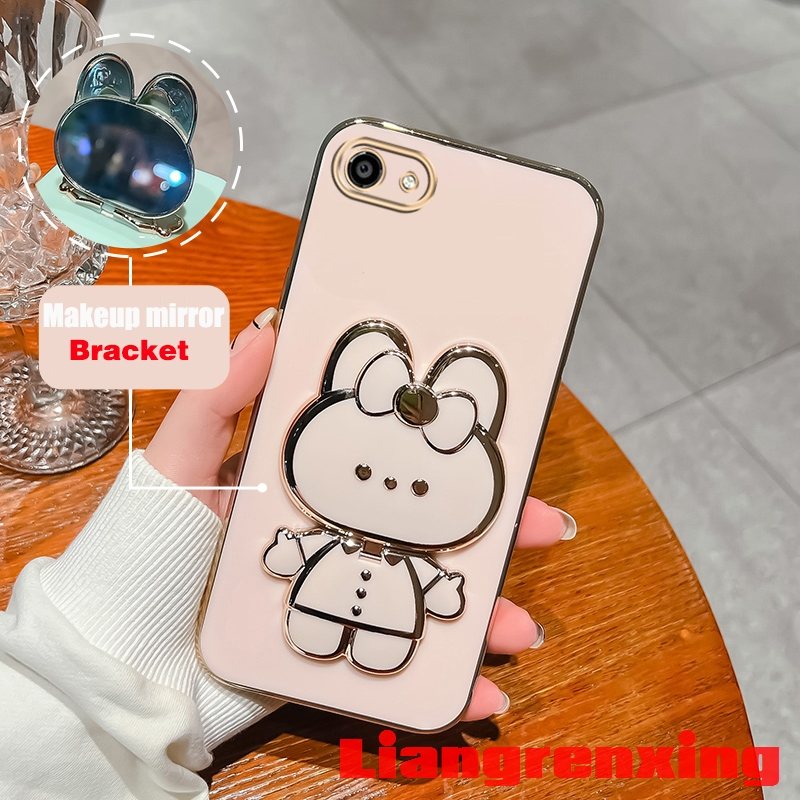 เคสโทรศัพท์มือถือ-ซิลิโคนนิ่ม-ป้องกัน-ลายกระต่าย-พร้อมกระจกแต่งหน้า-สําหรับ-vivo-y81-y81i-y83-v5s-v5-vivo-y71-y71i-y71a-ddtzj01