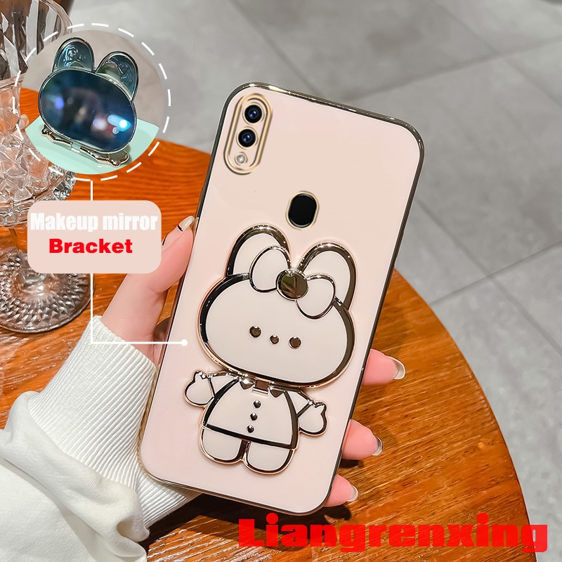 เคสโทรศัพท์มือถือ-ซิลิโคนนุ่ม-กันกระแทก-ลายกระต่าย-พร้อมกระจกแต่งหน้า-และที่ตั้งวาง-สําหรับ-samsung-a20-samsung-a30-ddtzj01