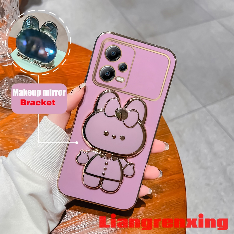 เคสซิลิโคนนิ่ม-ลายกระต่าย-พร้อมกระจกแต่งหน้า-กันกระแทก-สําหรับ-redmi-note-12-redmi-note-12-pro-5g-2023-ddtzj01