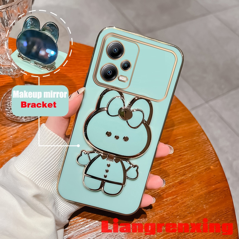 เคสซิลิโคนนิ่ม-ลายกระต่าย-พร้อมกระจกแต่งหน้า-กันกระแทก-สําหรับ-redmi-note-12-redmi-note-12-pro-5g-2023-ddtzj01