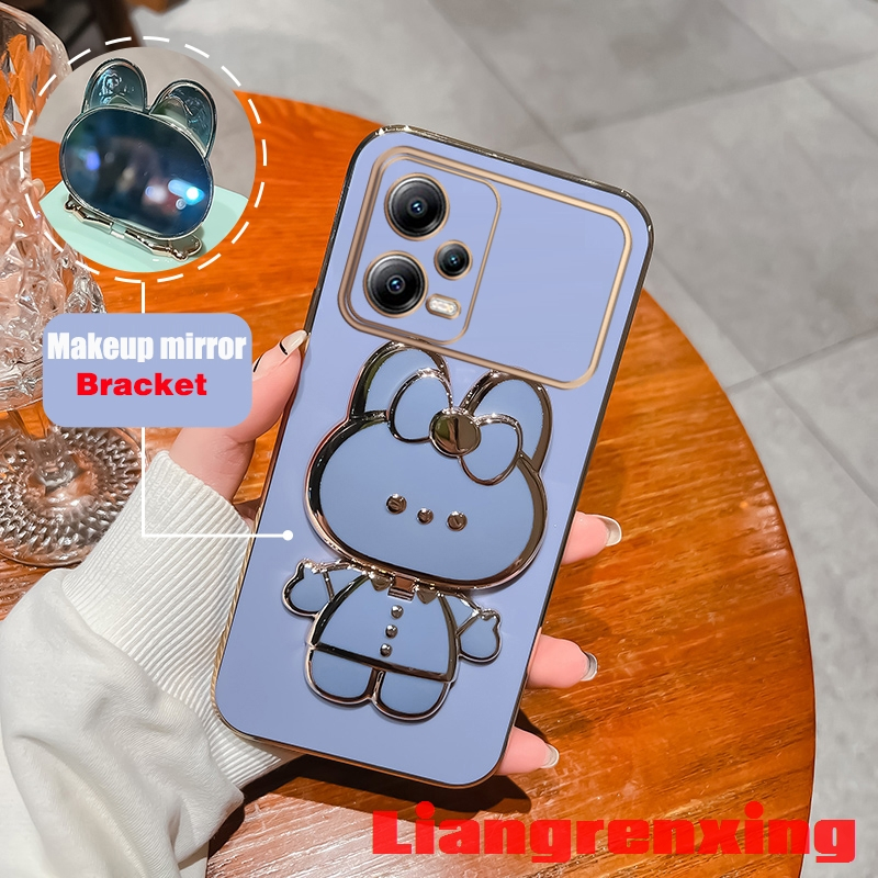 เคสซิลิโคนนิ่ม-ลายกระต่าย-พร้อมกระจกแต่งหน้า-กันกระแทก-สําหรับ-redmi-note-12-redmi-note-12-pro-5g-2023-ddtzj01