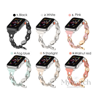 สายนาฬิกาข้อมือหนัง โลหะ แม่เหล็ก บางมาก สําหรับ iwatch series 8 7 6 5 4 SE 3 2 1 iwatch 45 มม. 41 มม. 40 มม. 44 มม. 42 มม. 38 มม.