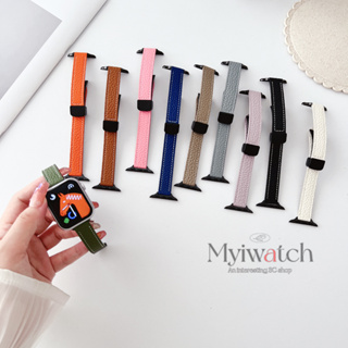 【10 สี】สายนาฬิกาข้อมือหนังลิ้นจี่ แต่งหัวเข็มขัดโลหะ แบบพับได้ สําหรับ iwatch series 8 7 6 5 4 SE 3 2 1 iwatch 45 มม. 41 มม. 40 มม. 44 มม. 42 มม. 38 มม.