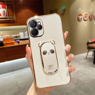 เคสโทรศัพท์มือถือ ลายการ์ตูนแพนด้า สามมิติ พร้อมขาตั้ง สําหรับ realme C33 realme C31 realme C30s realme 10 4G realme 10 pro 5G