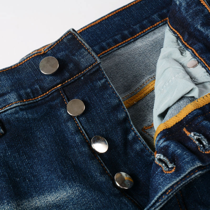 trendamiri-สตรีทแฟชั่นผู้ชายกางเกงยีนส์วินเทจสีฟ้ารัดรูปแพทช์หนังออกแบบปุ่มผู้ชายกางเกงยีนส์ฮิปฮอป