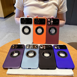 【ใหม่】เคสโทรศัพท์มือถือ ฟิล์มแม่เหล็กดูด ขนาดใหญ่ สีพื้น สําหรับ iPhone 13 14 Series