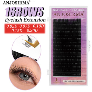 Anjosirma ขนตาปลอม ขนมิงค์เทียม หนานุ่ม 0.05 ถึง 0.20 D 16 แถว