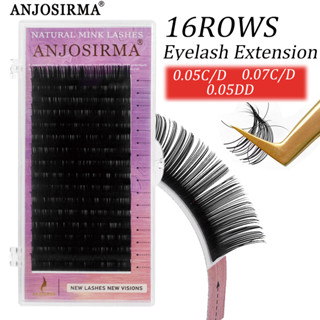 ANJOSIRMA 16 แถว 0.05 / 0.07 / C / D / DD ประดิษฐ์ ลึก สีดํา ด้าน ด้าน ธรรมชาติ นิ่ม ต่อขยาย