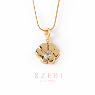 Bzebi สร้อยจี้หัวใจ เพชรแฟชั่น หัวใจเงิน สร้อยคอจี้หัวใจเพชรสีชมพู เครื่องประดับ ของขวัญให้แฟน 1262n