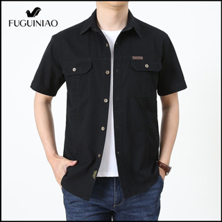 Fuguiniao เสื้อแจ็กเก็ตแขนสั้น ทรงหลวม สําหรับผู้ชาย