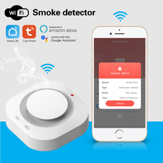 Tuya Smart Life เครื่องตรวจจับควัน Wifi 80DB ระบบเตือนภัย เพื่อความปลอดภัยในบ้าน