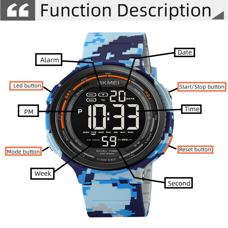 skmei-นาฬิกาข้อมือดิจิทัลแฟชั่น-โครโนกราฟ-50-เมตร-กันน้ํา-มีไฟ-led-สําหรับผู้ชาย