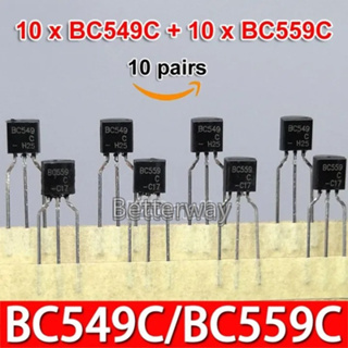ทรานซิสเตอร์ BC549C 10 ชิ้น และ BC559C 10 ชิ้น ) BC549 BC559 TO-92 NPN 100mA 30V 0.1A