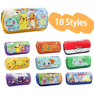 18 สไตล์ กระเป๋าดินสอโปเกม่อน Pikachuมีซิปคู่กันน้ำความจุขนาดใหญ่กระเป๋าเครื่องเขียนกระเป๋าเก็บเครื่องเขียนแบบเรียนสำหรับเด็ก