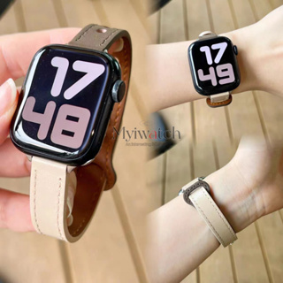 สายนาฬิกาข้อมือหนัง แบบสองสี แฟชั่น สําหรับ iwatch series 8 7 6 5 4 SE 3 2 1 iwatch 45 มม. 41 มม. 40 มม. 44 มม. 42 มม. 38 มม.