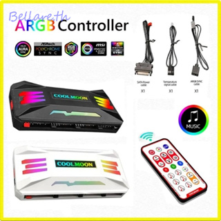 คอนโทรลเลอร์ CoolMoon ARGB COOLMOON RGB Hub Controller 4Pin PWM - ARGB 3Pin 5V Cooling Fan Remote Control Via Music (BEL)