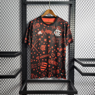 เสื้อกีฬาแขนสั้น พิมพ์ลาย Flamengo Pre Match 22 23 สําหรับผู้ชาย