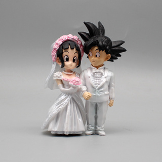 ตุ๊กตาฟิกเกอร์ Pvc อนิเมะ Dragon Ball Lg Wedding Son Goku Chichi Mariage ขนาด 9 ซม. ของเล่นสําหรับเด็ก