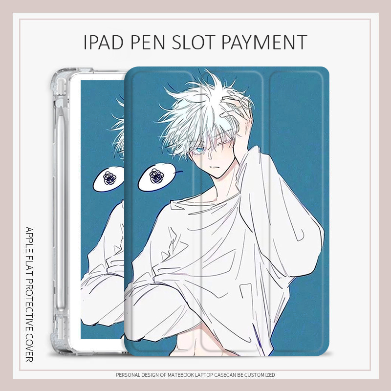 เคส-ลาย-gojo-satoru-พร้อมช่องใส่ปากกา-สําหรับ-ipad-mini-1-2-3-4-5-6-airbag-tri-fold-case-ipad-pro-11-gen-7-8-9-2021-air1-2-3-4-5-ipad-case-gen10