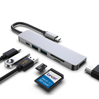 ฮับอ่านการ์ด USB c Type-c เป็น HDMI PD USB3.0 2.0 SD TF 6 IN 1 สําหรับ MacBook Pro Huawei Mate 30