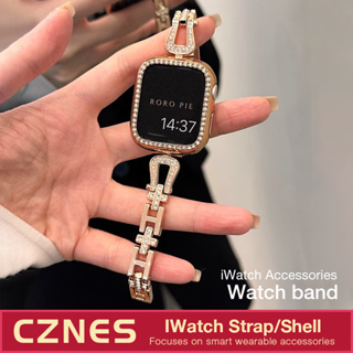 สายนาฬิกาข้อมือ ประดับเพชร สําหรับ Iwatch S6 S7 S8 S9 SE 41 มม. 45 มม. 44 มม.